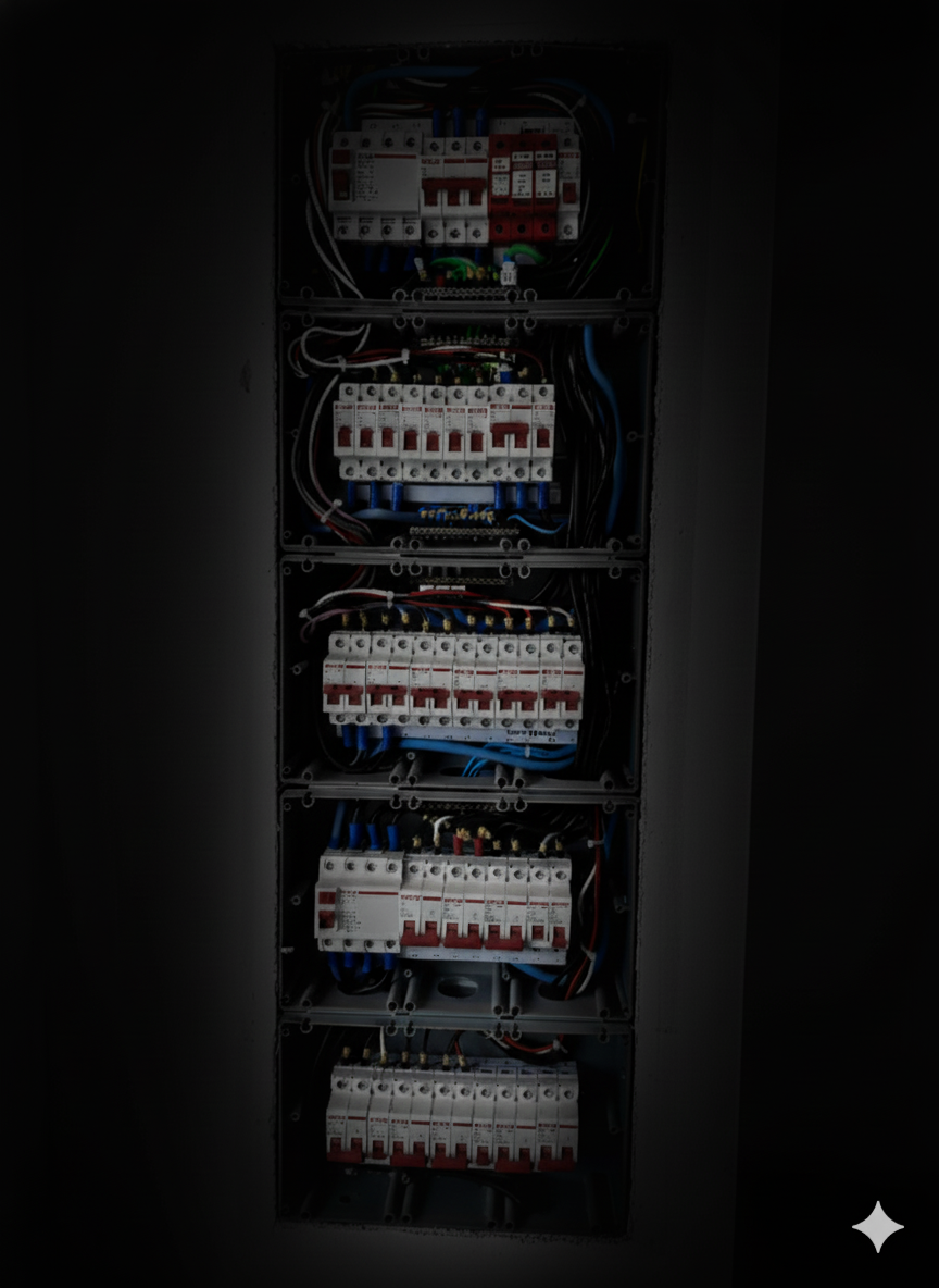 Painel elétrico moderno instalado pela NM Soluções Elétricas no Rio de Janeiro